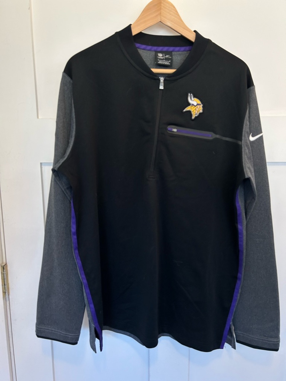 NFL Black and Gray Dri-FIT Pullover with Purple Trim